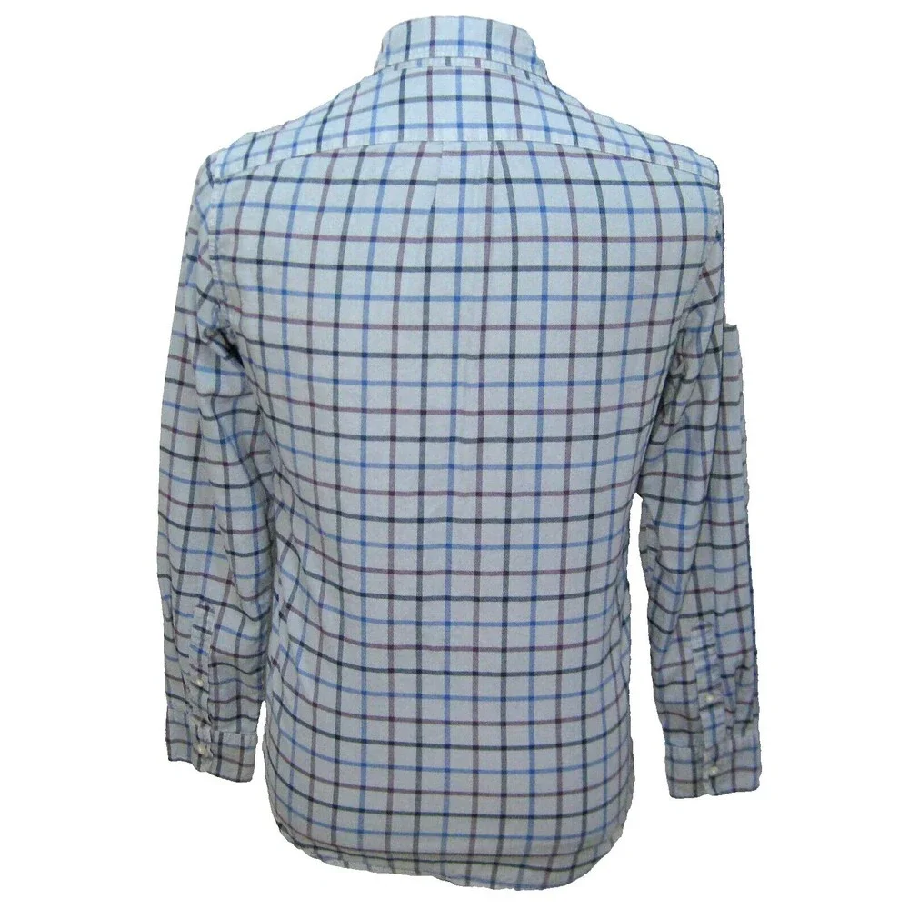 J.Crew Men's (Small) Blue Plaid Long Sleeve Button Front Shirt Slim Fit Cotton